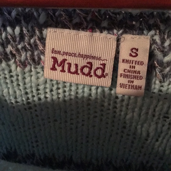 EUC Striped Sweater Light Aqua & confetti yarn - Picture 3 of 5